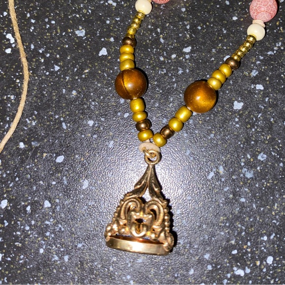 Handmade Boho Hemp Necklace with New & Upcycled Beads Unique Vintage Centrepiece - Picture 2 of 6